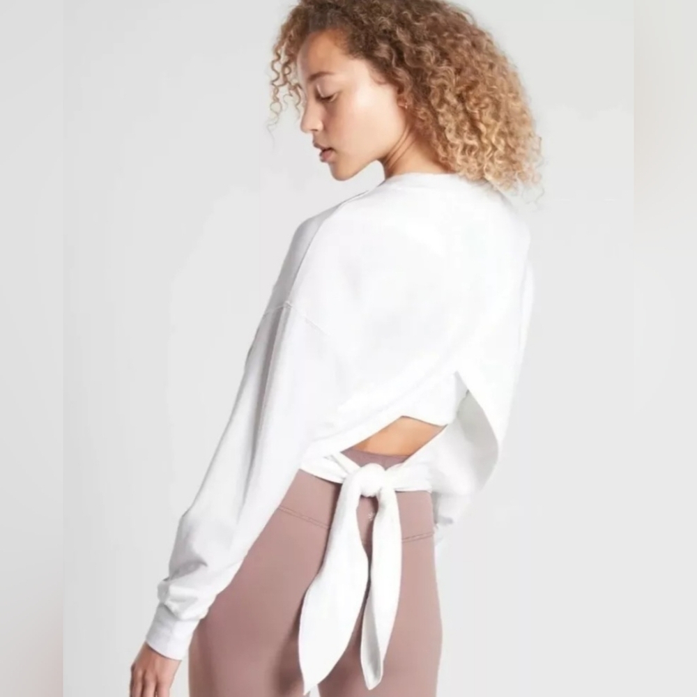 Athleta Yoga Tie Back Sweatshirt in Bright White